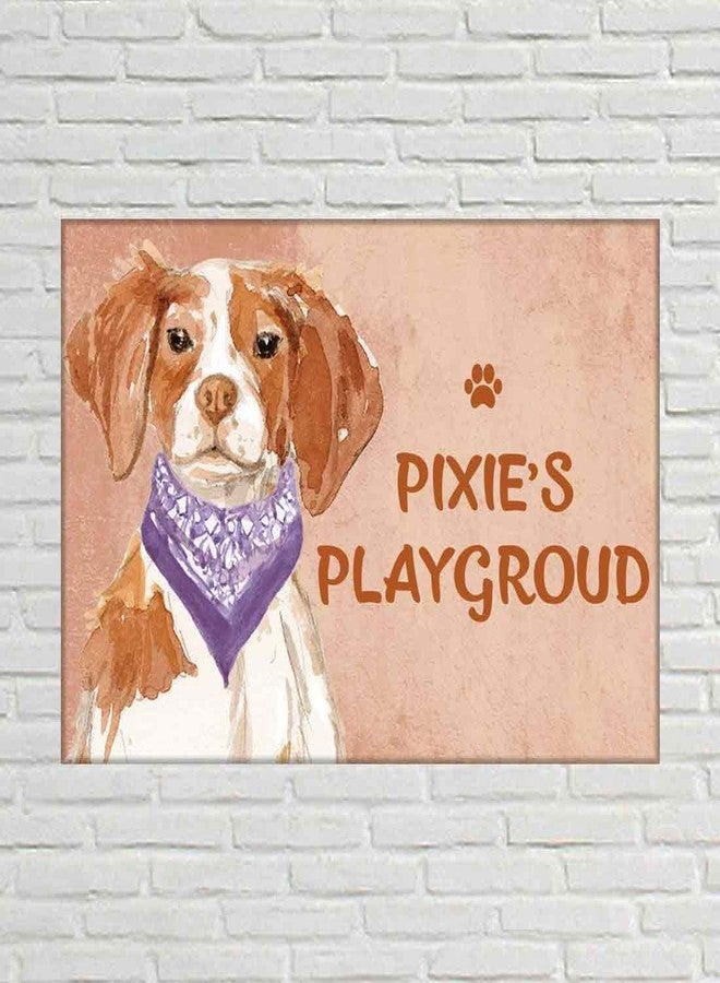 Nutcase - Personalized Beware Of Dog Sign Board - Customized Name Plate - Purple Scarf Dog - Image 1